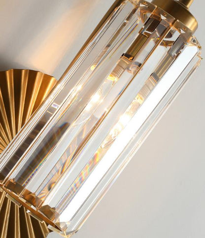 Luxury Crystal Column Round Base 1-Light Wall Sconce Lamp