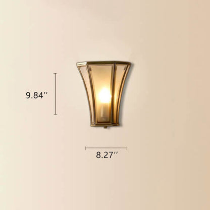 Vintage Glass Brass Column 1-Light Wall Sconce Lamp