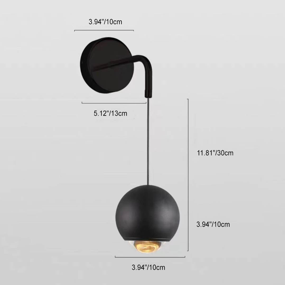 Minimalist Round Ball Aluminum Glass LED Wall Sconce Lamp