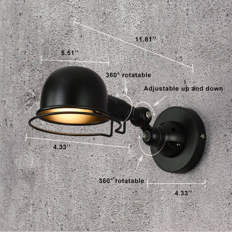 Iron Dome Shade Rotatable 1-Light Wall Sconce Lamp