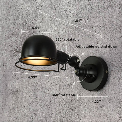 Iron Dome Shade Rotatable 1-Light Wall Sconce Lamp