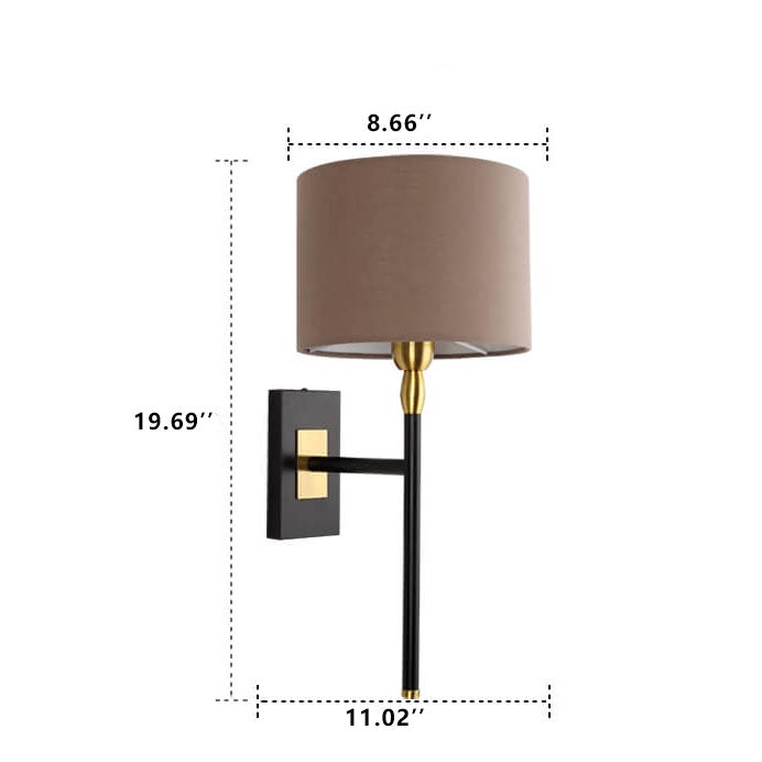 Coffee Fabric Cylinder Shade 1-Light Wall Sconce Lamp