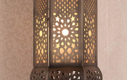 Hollowed Column Copper Moroccan 1-Light Wall Sconce Lamp