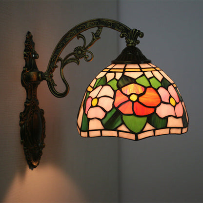 Tiffany Stained Glass Flower 1-Light Wall Sconce Lamp