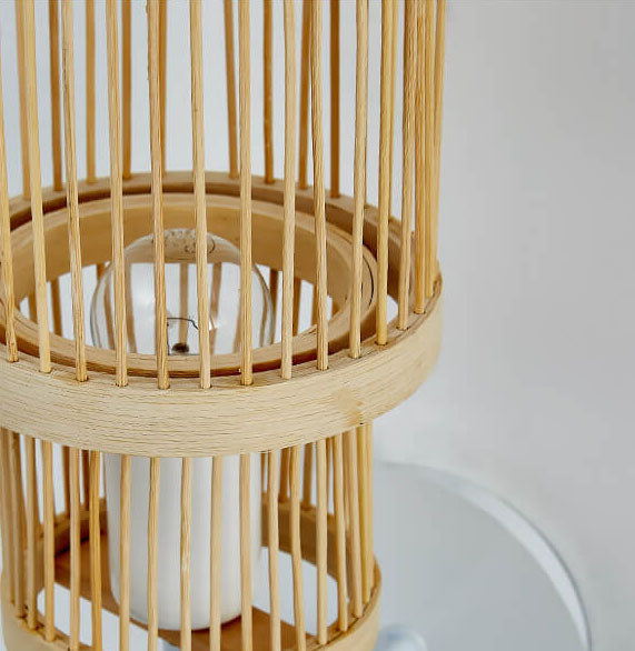 Modern Bamboo Weaving Cylindrical 1-Light Wall Sconce Lamp