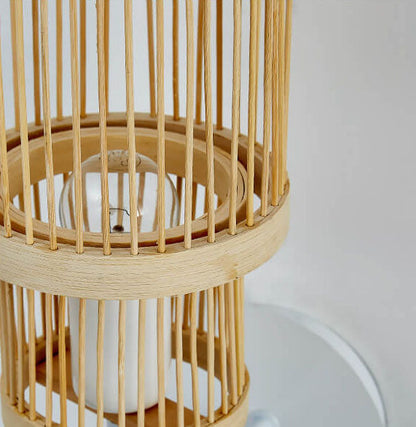 Modern Bamboo Weaving Cylindrical 1-Light Wall Sconce Lamp
