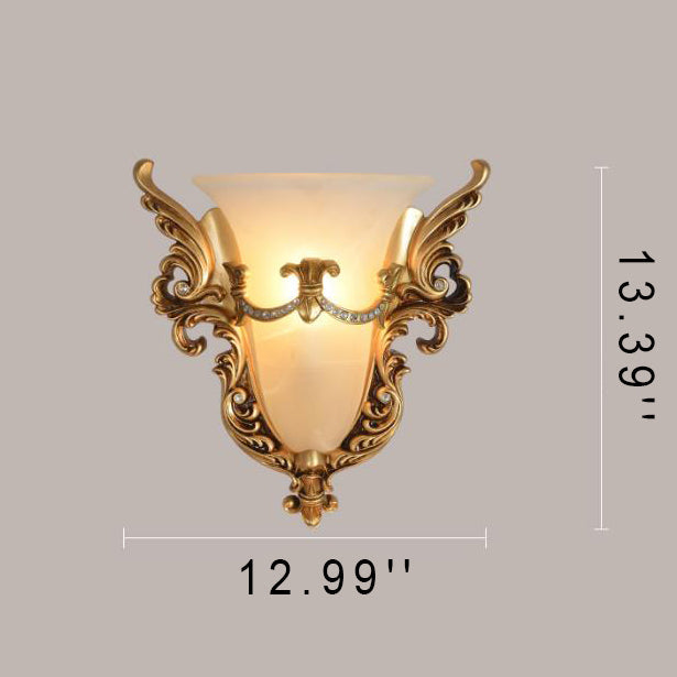 European Flared Carving Resin 1-Light Wall Sconce Lamp