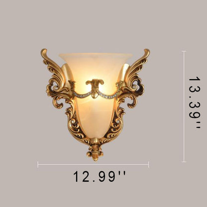 European Flared Carving Resin 1-Light Wall Sconce Lamp