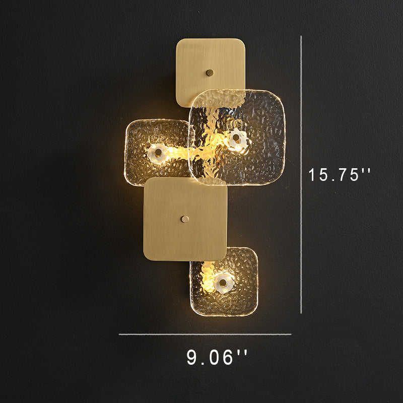 Post-modern Brass Patchwork Square LED Wall Sconce Lamp
