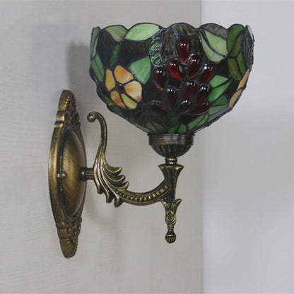 Tiffany Stained Glass Grape 1-Light Wall Sconce Lamp
