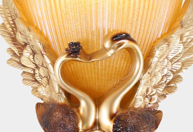 Swan Carving Flared Glass Resin 1-Light Wall Sconce Lamp