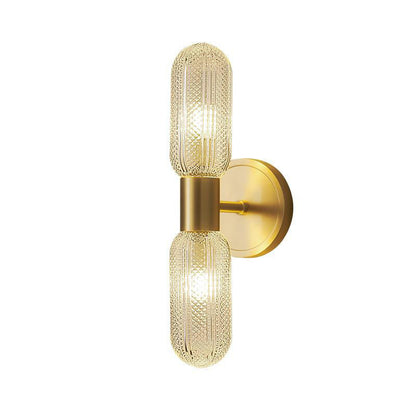 Diamond Textured Glass Brass 2-Light Wall Sconce Lamp