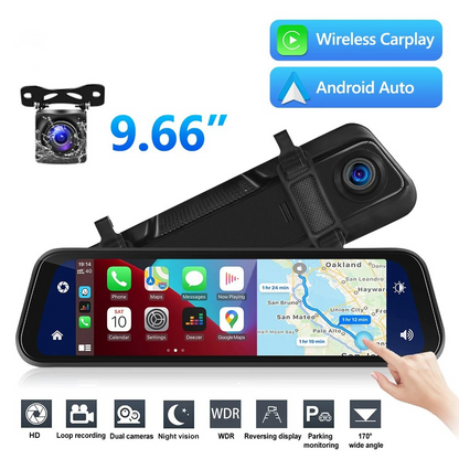 Mirror Dash Cam with GPS, 9.66in
