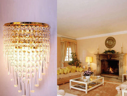 Modern Luxury Crystal Tassel 2-Light Wall Sconce Lamp