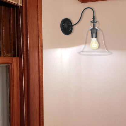 Vintage Clear Glass Bell 1-Light Wall Sconce Lamp
