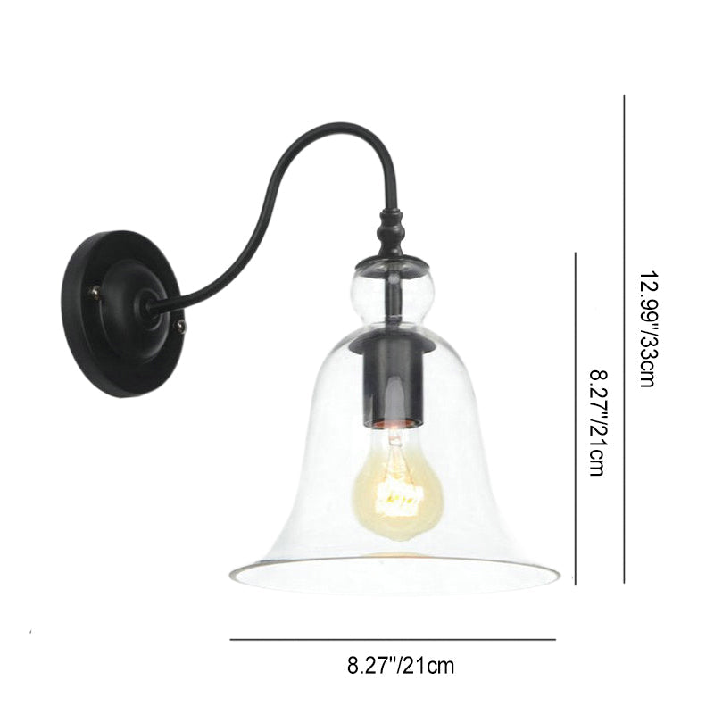 Vintage Clear Glass Bell 1-Light Wall Sconce Lamp