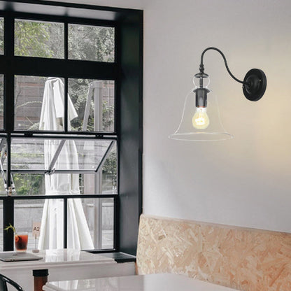 Vintage Clear Glass Bell 1-Light Wall Sconce Lamp