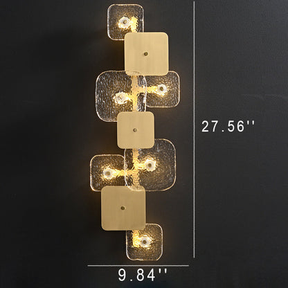Post-modern Brass Patchwork Square LED Wall Sconce Lamp