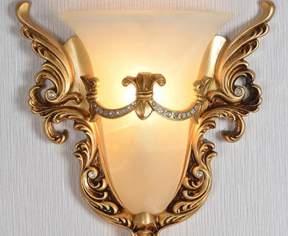 European Flared Carving Resin 1-Light Wall Sconce Lamp