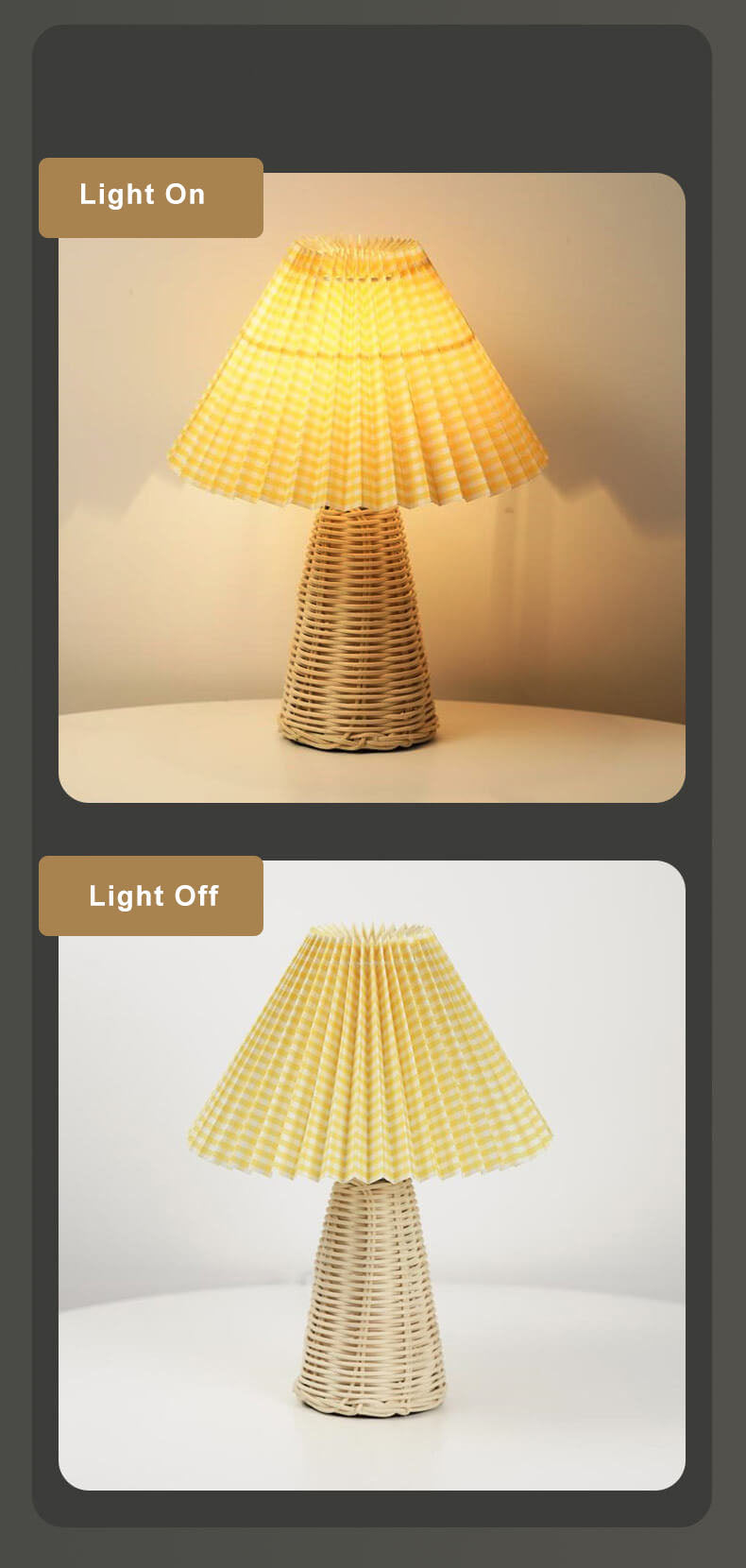 Vintage Pleated Fabric Table Lamp