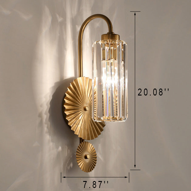 Luxury Crystal Column Round Base 1-Light Wall Sconce Lamp