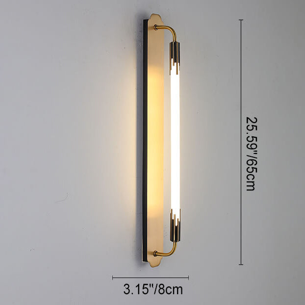 Minimalist All Copper Straight Strip LED Wall Sconce Lamp