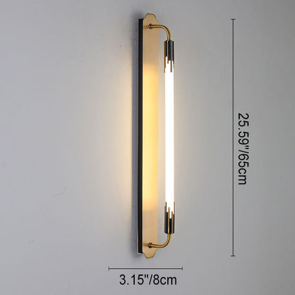 Minimalist All Copper Straight Strip LED Wall Sconce Lamp