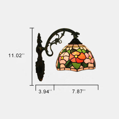 Tiffany Stained Glass Flower 1-Light Wall Sconce Lamp
