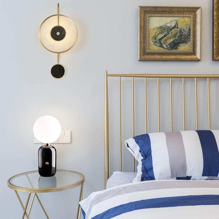 Nordic Marble Wall Clock Design 1-Light Wall Sconce Lamp