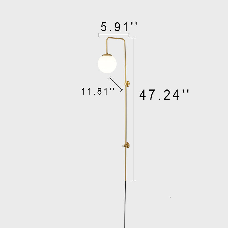 Simplicity Full Copper Long Bar 1-Light Wall Sconce Lamp