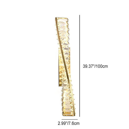 Luxury Long Stripe Wave Iron Crystal LED Wall Sconce Lamp