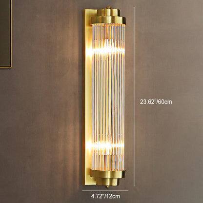 European Iron Glass Cylinder 2-Light Wall Sconce Lamp