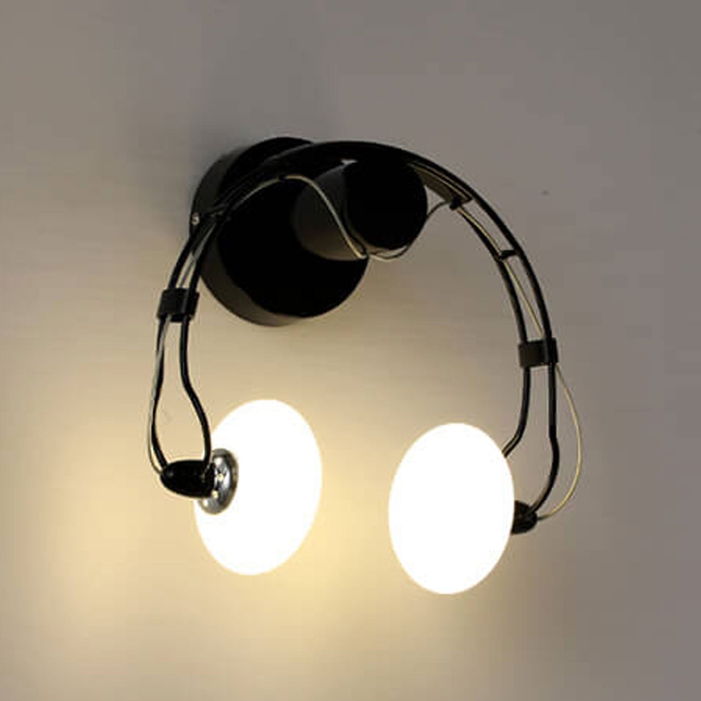 Glass Creative Headphone Design 2-Light Wall Sconce Lamp