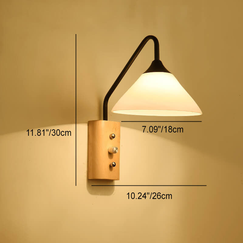 Japanese Iron Glass Lampshade 1-Light Wall Sconce Lamp