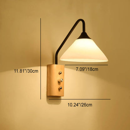 Japanese Iron Glass Lampshade 1-Light Wall Sconce Lamp