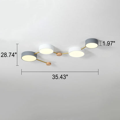 Scandinavian Solid Wood Iron LED Flush Mount Ceiling Light
