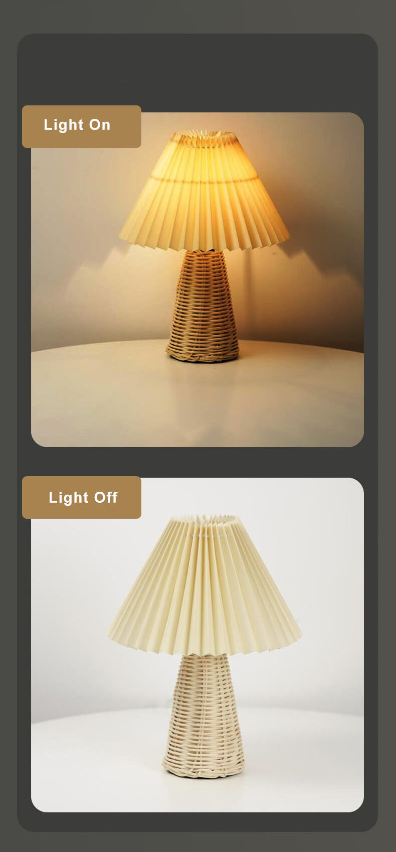 Vintage Pleated Fabric Table Lamp