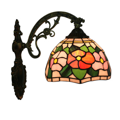 Tiffany Stained Glass Flower 1-Light Wall Sconce Lamp