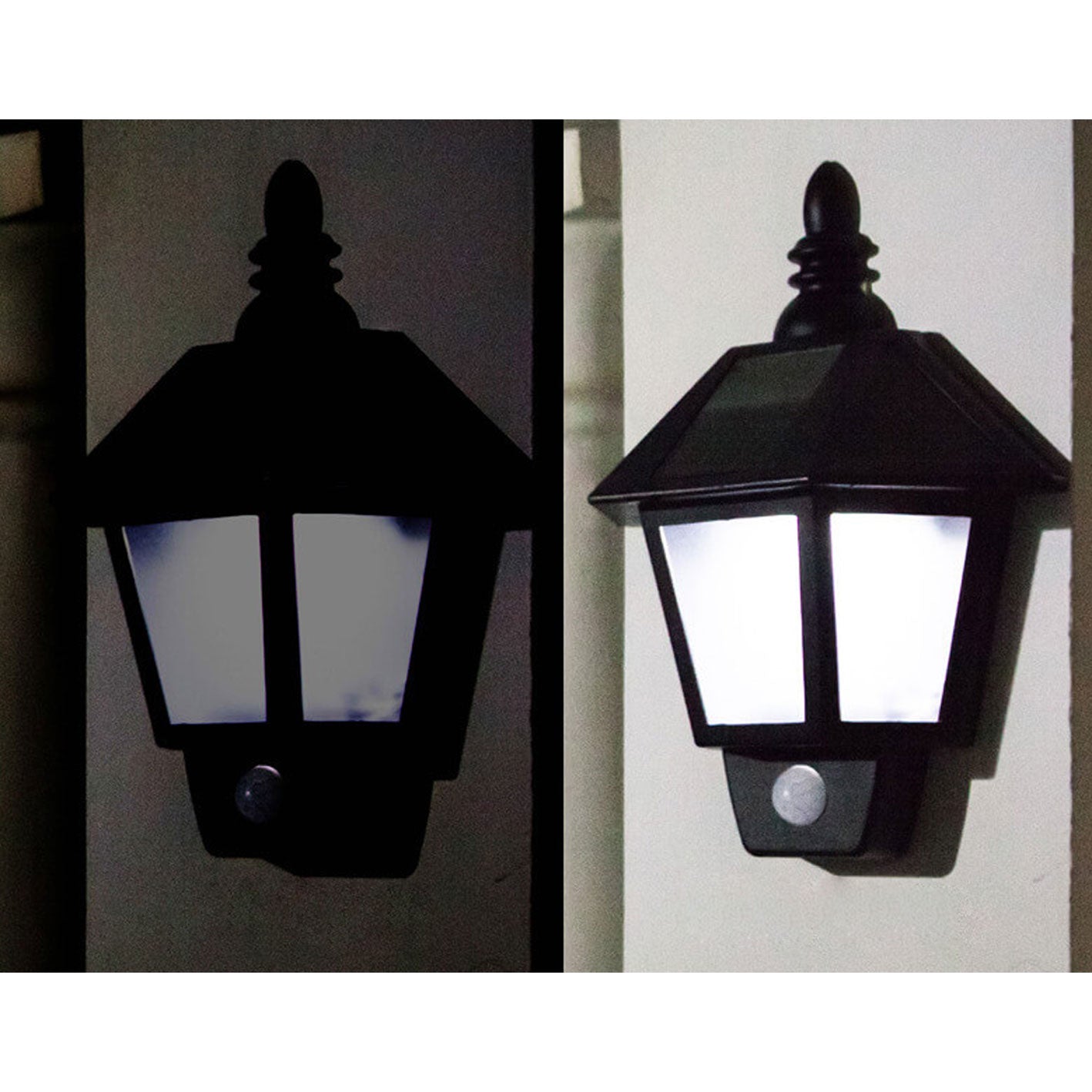 Solar Human Smart Sensor Light Black LED Wall Sconce Lamp