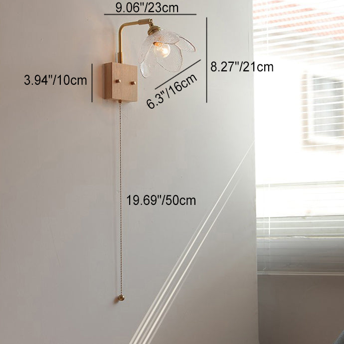 Japanese Hemispheric Pull Cord 1-Light Wall Sconce Lamp
