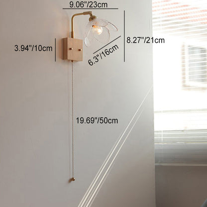 Japanese Hemispheric Pull Cord 1-Light Wall Sconce Lamp