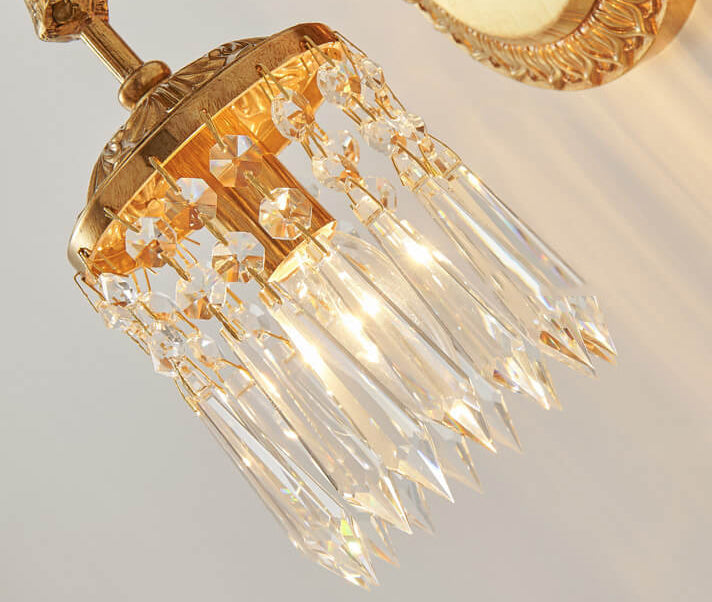 Luxury Deer Head Brass Crystal 1-Light Wall Sconce Lamp