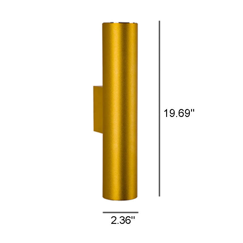 Simple Aluminum Cylindrical 2-Light LED Wall Sconce