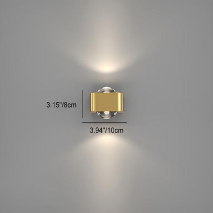 Copper Cuboid Up And Down Luminous LED Wall Sconce Lamp