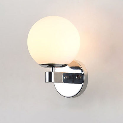 Scandinavian Orb Shade Iron Base 1-Light Wall Sconce Lamp