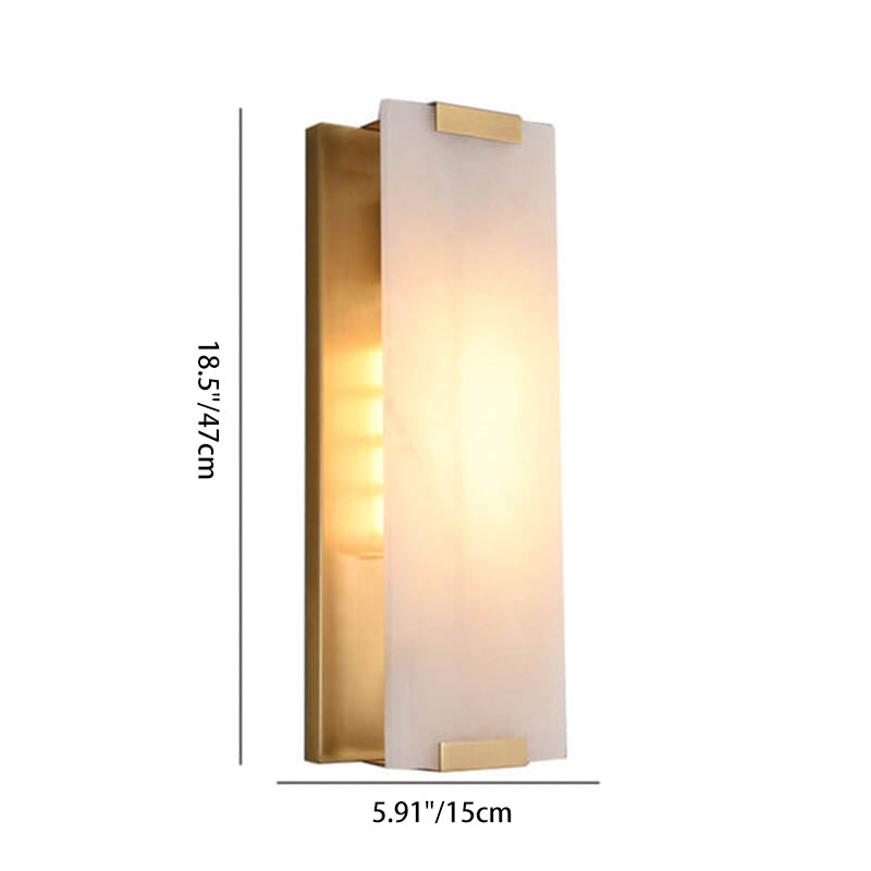 Nordic Light Luxury Copper Marble Strip Design 3-Light Wall Sconce Lamp