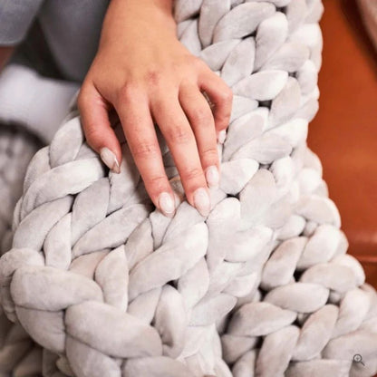 Hand Knitted Wool Blanket, Open Weave