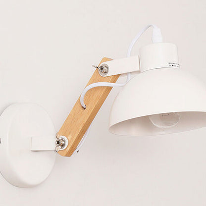 Semicircle Solid Wood Wrought Iron 1-Light Wall Sconce Lamp
