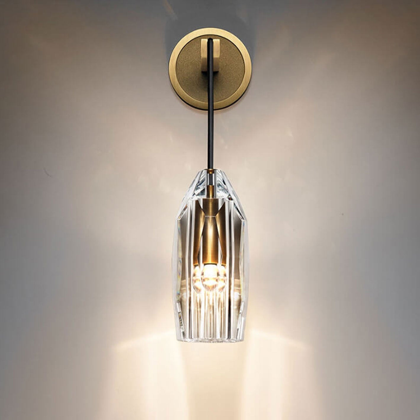 Luxury Crystal Column Copper 1- Light Wall Sconce Lamp