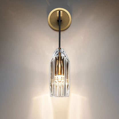 Luxury Crystal Column Copper 1- Light Wall Sconce Lamp